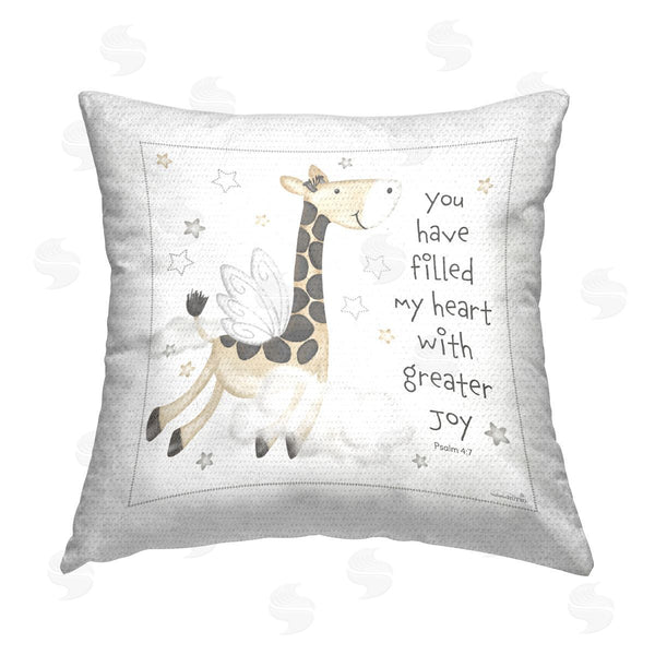 Stupell Industries Victoria Hutto | Psalm 4:7 Giraffe Phrase Printed Throw Pillow