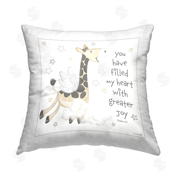 stupell industries Victoria Hutto | Psalm 4:7 Giraffe Phrase Printed Throw Pillow