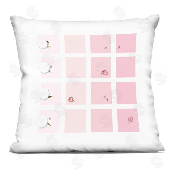 stupell industries Victoria Kukla | Tropical Pastel Pink Summer Geometric Pools Printed Throw Pillow
