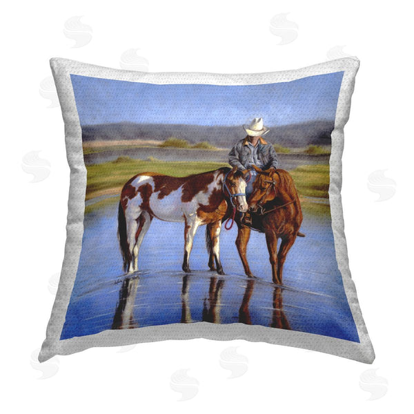 Stupell Industries Victoria Schultz | Cowboy Crossing River Printed Throw Pillow