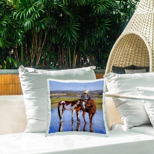 Stupell Industries Victoria Schultz | Cowboy Crossing River Printed Throw Pillow