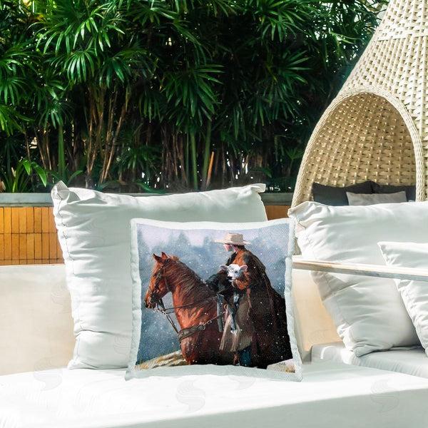 Stupell Industries Victoria Schultz | Cowboy Snow Scene Printed Throw Pillow