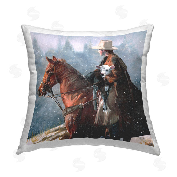 stupell industries Victoria Schultz | Cowboy Snow Scene Printed Throw Pillow