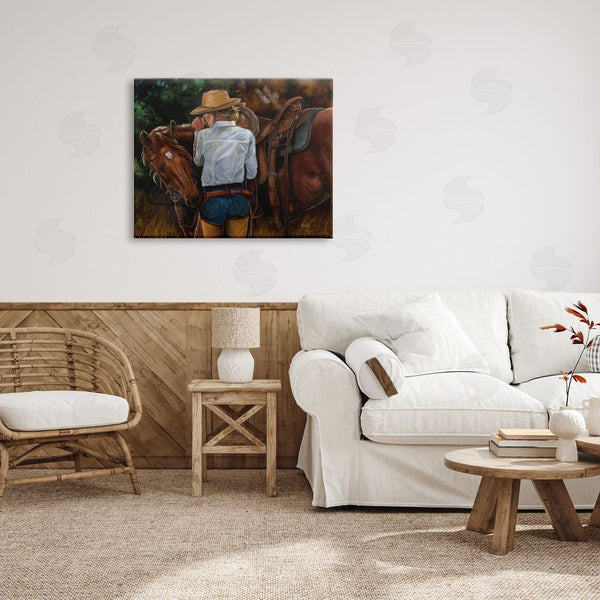 Stupell Industries Victoria Schultz | Cowgirl Tending To Horse Wall Art