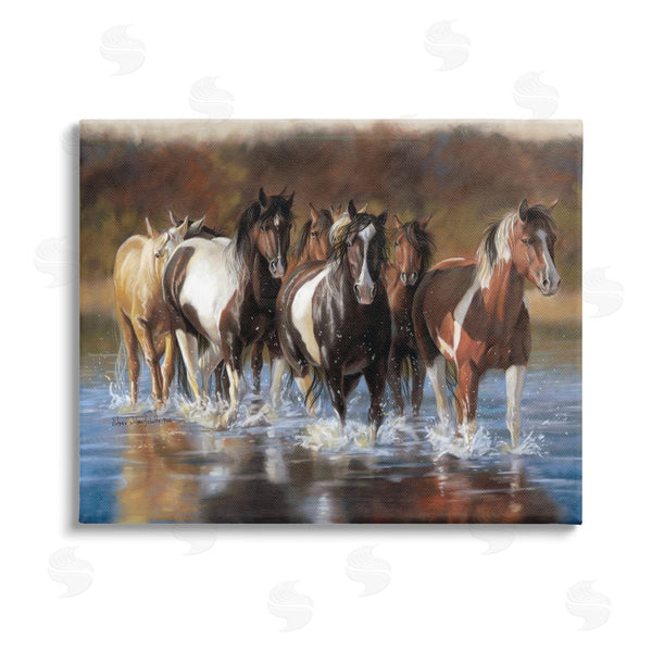 stupell industries Victoria Schultz | Horses Splashing Shallow Pond Wall Art