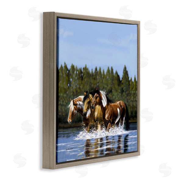 Stupell Industries Victoria Schultz | Horses Upstream Splashing