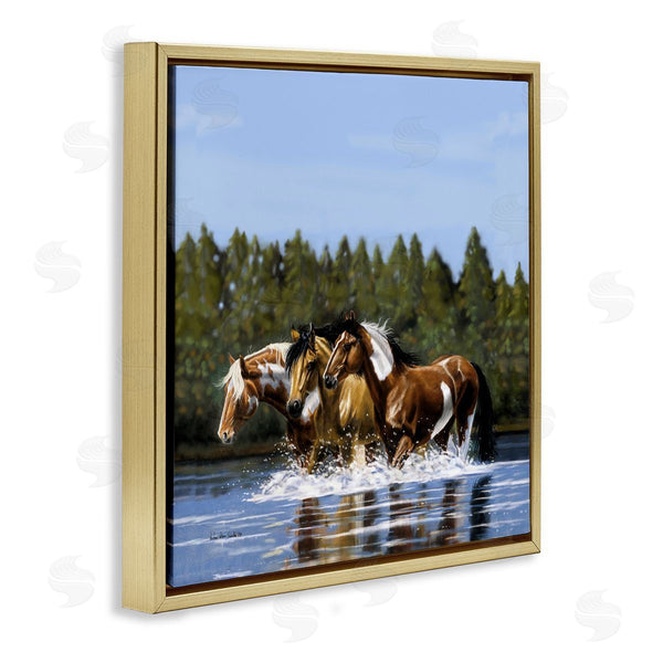 Stupell Industries Victoria Schultz | Horses Upstream Splashing