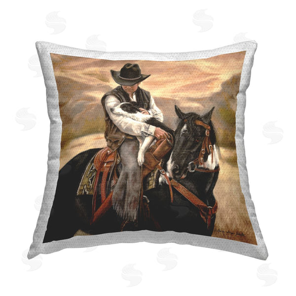 Stupell Industries Victoria Schultz | Loving Cowboy With Animals Printed Throw Pillow