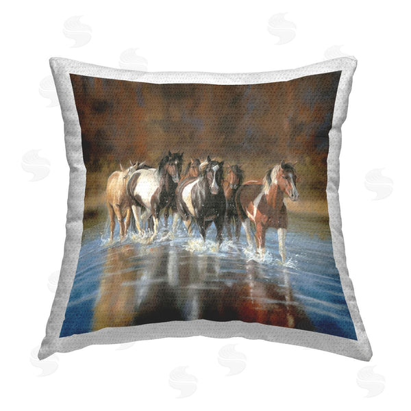 Stupell Industries Victoria Schultz | River & Horses Scenery Printed Throw Pillow