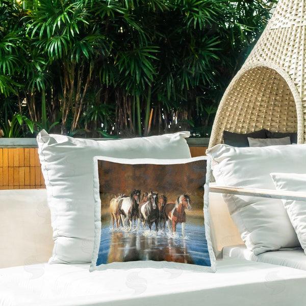 Stupell Industries Victoria Schultz | River & Horses Scenery Printed Throw Pillow