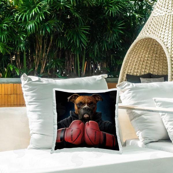 Stupell Industries Vincent Hie | Boxing Gloves Dog Printed Throw Pillow