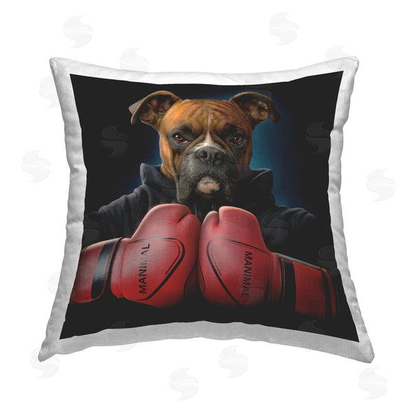 stupell industries Vincent Hie | Boxing Gloves Dog Printed Throw Pillow