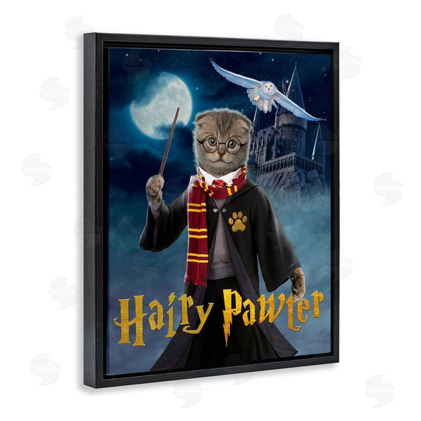 Stupell Industries Vincent Hie | Hairy Pawter Cat Wizard Wall Art