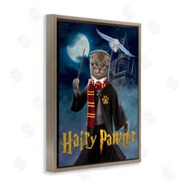 Stupell Industries Vincent Hie | Hairy Pawter Cat Wizard Wall Art