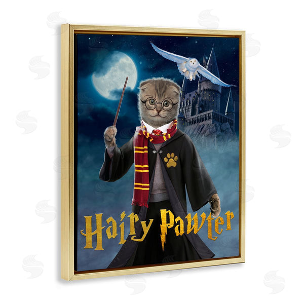 Stupell Industries Vincent Hie | Hairy Pawter Cat Wizard Wall Art