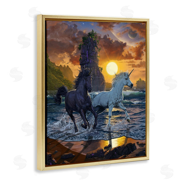 Stupell Industries Vincent Hie | Unicorns On Beach Wall Art