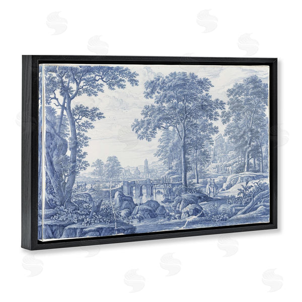 Stupell Industries Vintage Hustle | Vintage Blue Tinted Toile Wall Art