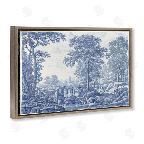 Stupell Industries Vintage Hustle | Vintage Blue Tinted Toile Wall Art