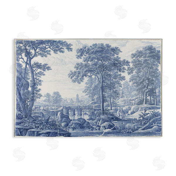 stupell industries Vintage Hustle | Vintage Blue Tinted Toile Wall Art