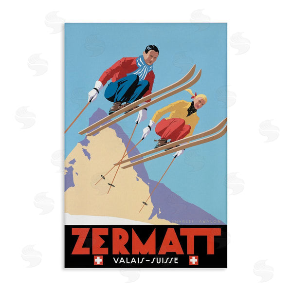 stupell industries Vintage Lavoie | Vintage Zermatt Skiing