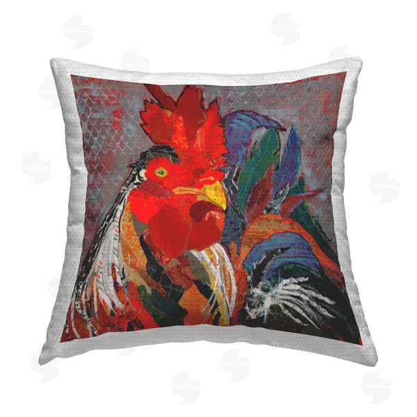 Stupell Industries Violet Davenport | Patterned Collage Rooster Printed Throw Pillow