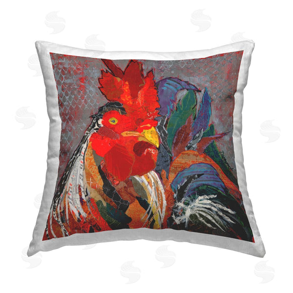 stupell industries Violet Davenport | Patterned Collage Rooster Printed Throw Pillow