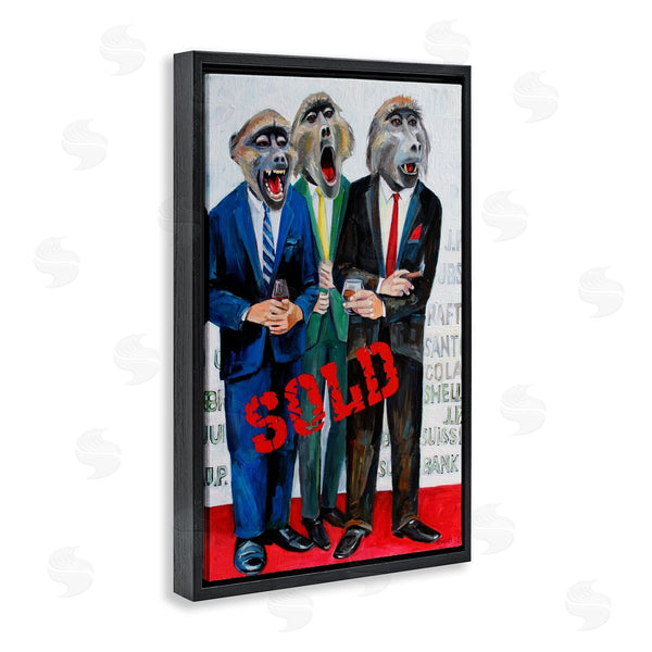 Stupell Industries Violeta Vollmer | Funny Monkeys With Sold Text
