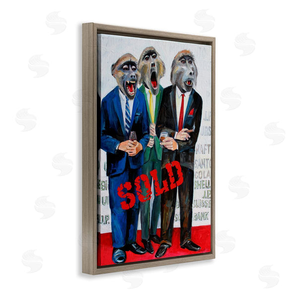 Stupell Industries Violeta Vollmer | Funny Monkeys With Sold Text