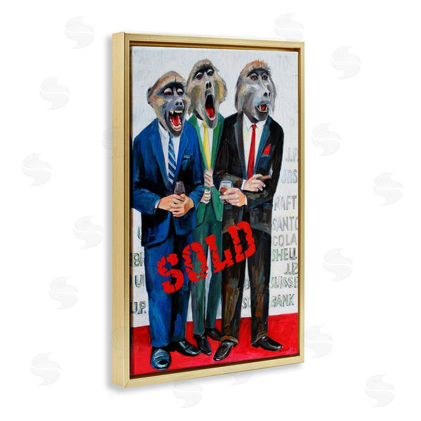 Stupell Industries Violeta Vollmer | Funny Monkeys With Sold Text