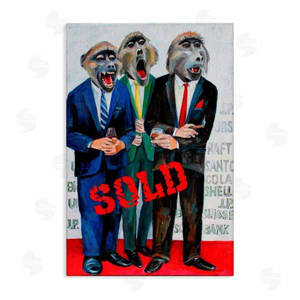 stupell industries Violeta Vollmer | Funny Monkeys with Sold Text