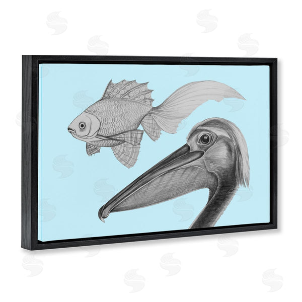 Stupell Industries Violeta Vollmer | Pelican & Fish Sketch On Blue