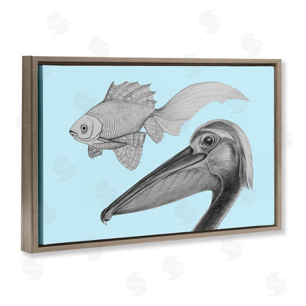 Stupell Industries Violeta Vollmer | Pelican & Fish Sketch On Blue