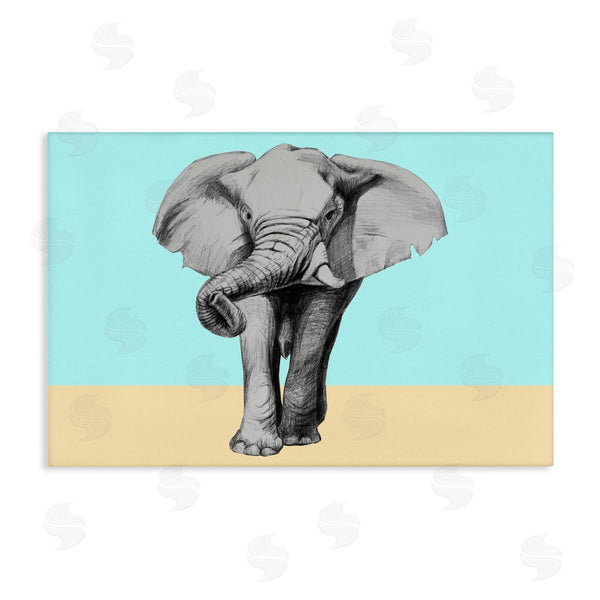 stupell industries Violeta Vollmer | Sketched Elephant on Blocked Hues