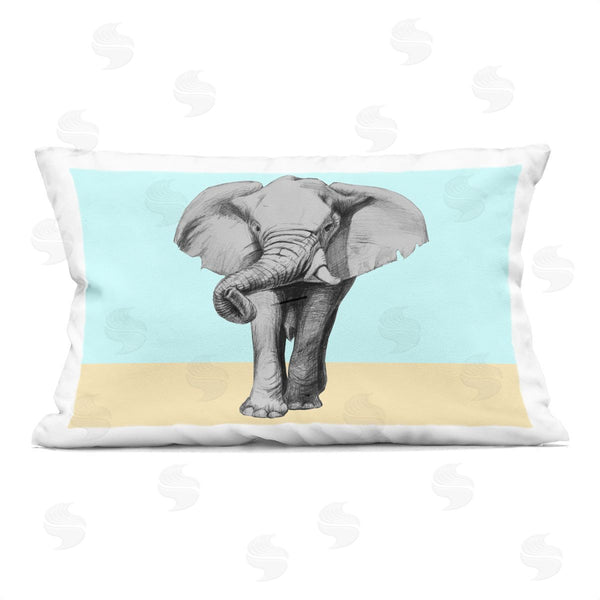 stupell industries Violeta Vollmer | Sketched Elephant on Blocked Hues Printed Throw Pillow