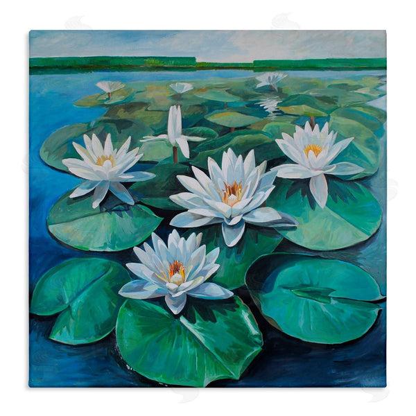 stupell industries Violeta Vollmer | White Pond Lilies Group
