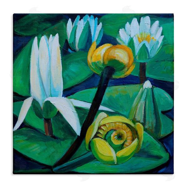 stupell industries Violeta Vollmer | Yellow & White Pond Lilies