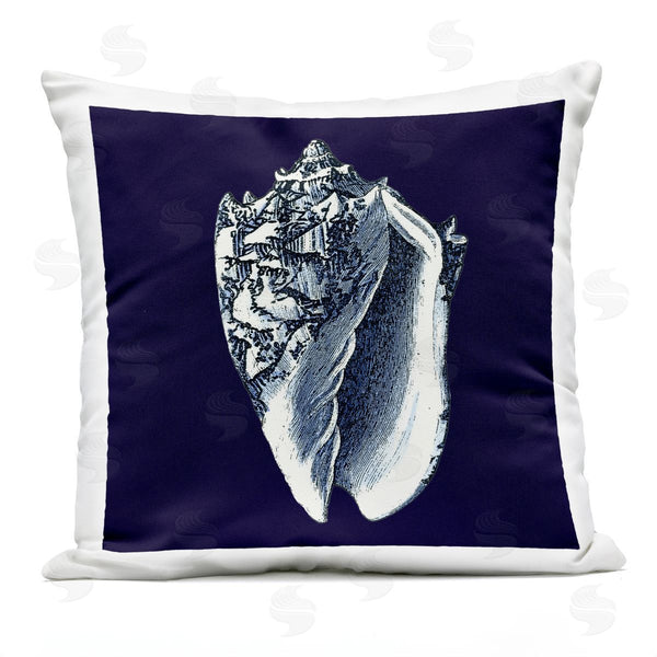 Stupell Industries Vision Studio | Distressed Navy And White Conch Shell Printed Throw Pillow