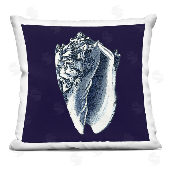 stupell industries Vision Studio | Distressed Navy and White Conch Shell Printed Throw Pillow