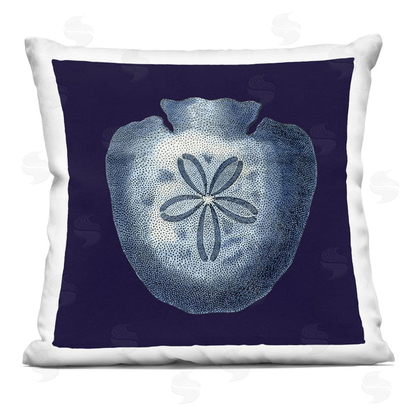 stupell industries Vision Studio | Distressed Navy and White Sand Dollar Printed Throw Pillow