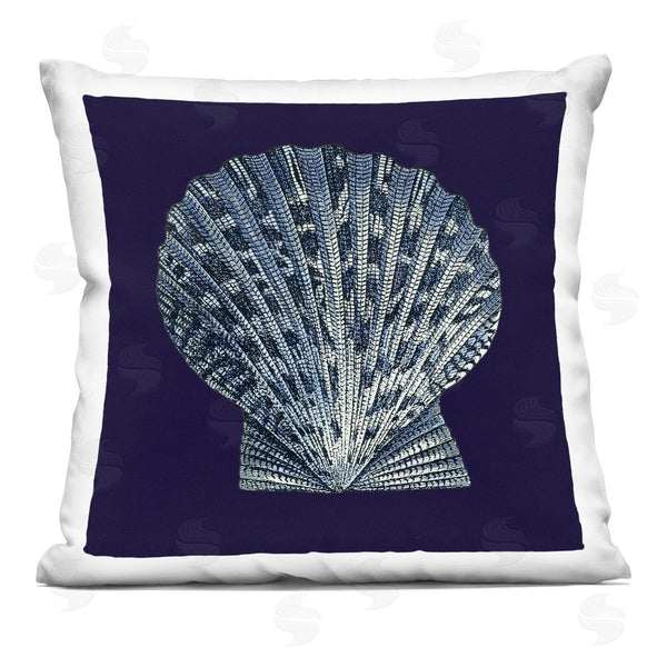 stupell industries Vision Studio | Distressed Navy and White Scallop Shell Printed Throw Pillow