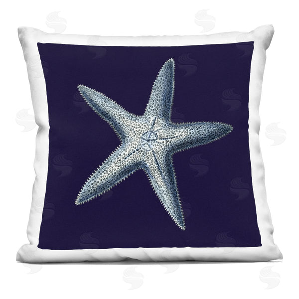 stupell industries Vision Studio | Distressed Navy and White Starfish Printed Throw Pillow