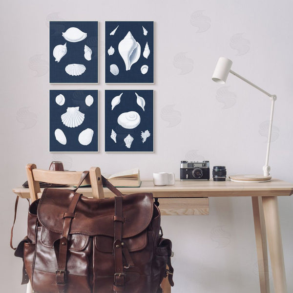 Stupell Industries Vision Studio | Nautical Beach Shells Minimal Deep Blue Wall Art