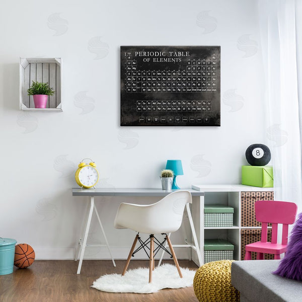 Stupell Industries Vision Studio | Vintage Periodic Table Of Elements Distressed Black White Wall Art