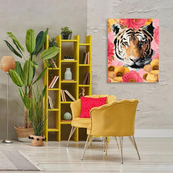 Stupell Industries Vivian Rhyan | Tiger On Dahlia Florals Wall Art