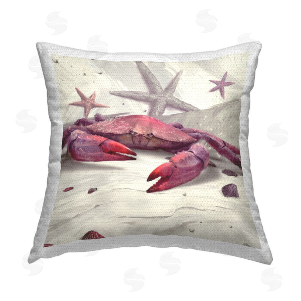 Stupell Industries Vlad Mel | Red Crab & Starfish Printed Throw Pillow