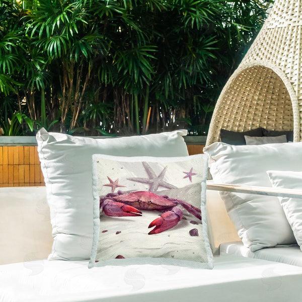 Stupell Industries Vlad Mel | Red Crab & Starfish Printed Throw Pillow
