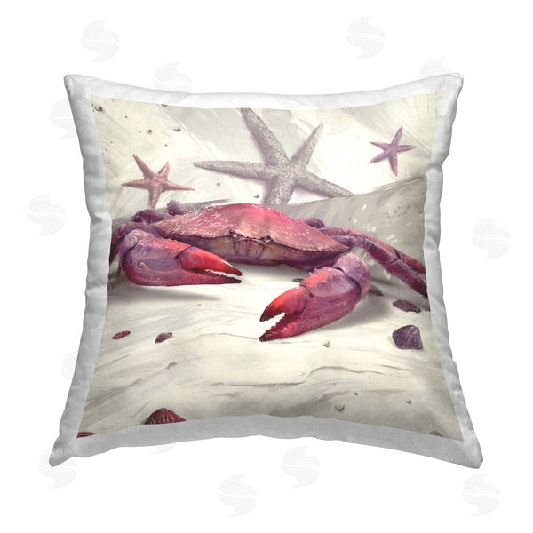 stupell industries Vlad Mel | Red Crab & Starfish Printed Throw Pillow
