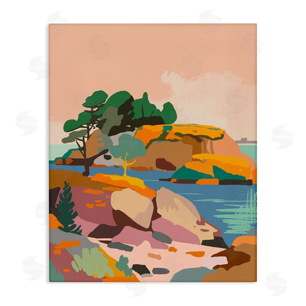 stupell industries Walker Noble | Abstract Lake and Cliffs