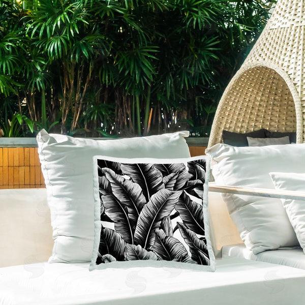 Stupell Industries Walker Noble | Black Bold Fronds Printed Throw Pillow