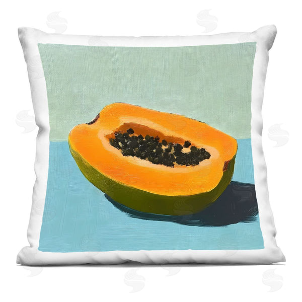 stupell industries Walker Noble | Blue Papaya Still Life Printed Throw Pillow